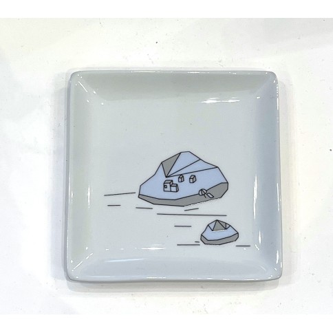 Small square porcelain tray 12 x 12 cm Islands A FUTURE PERFECT, top view