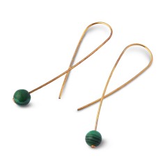 Dangle Earrings - Stoned Loop Malachite A FUTURE PERFECT, close-up view