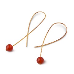 Dangle Earrings - Stoned Loop Carnelian A FUTURE PERFECT, close-up view