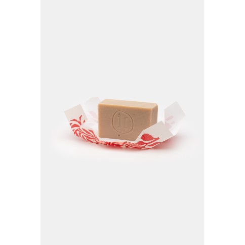 Handmade olive oil soap mint & strawberry 125g Helleo, front view without packaging