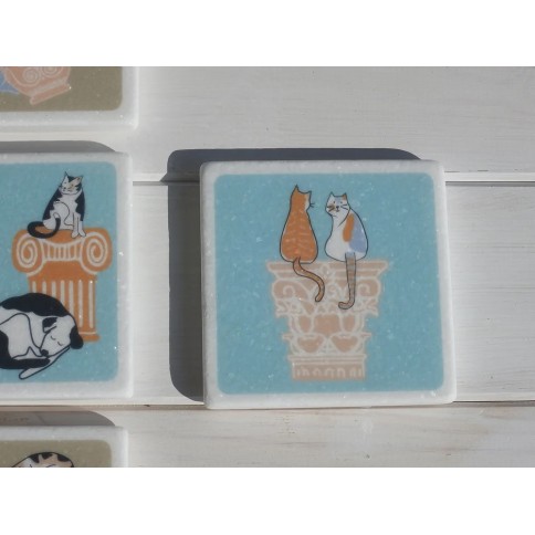 Dessous de verre en marbre Greek Cats and Ruins 2 - Sardines AHGB, vu de face