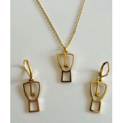 18k Gold plated pendant and earrings - Cycladic Face A FUTURE PERFECT