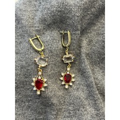 Earrings red "Ioli" POUPADOU, front view