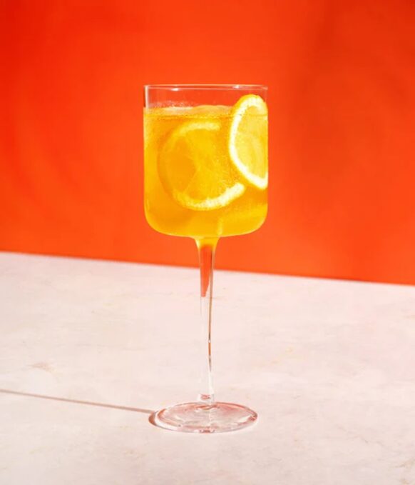 Yellow lemon spritz Metaxa 7 stars